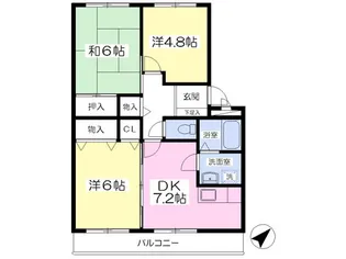 アーバンルネッサンス南柏【102号室】の間取り