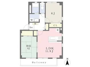 フォブール南吉田【101号室】の間取り