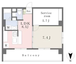 LaCasaタイケンⅥ【402号室】の間取り