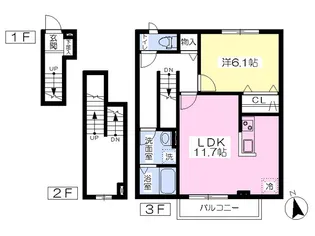ベルリード南仙台【302号室】の間取り