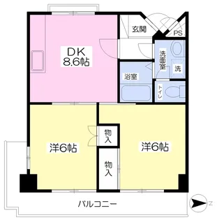 アヴニール余戸【102号室】の間取り