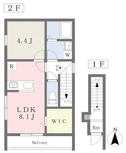 ボン・プレサージュ郡中【201号室】の間取り