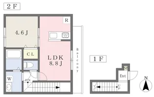 ボン・プレサージュ郡中【205号室】の間取り