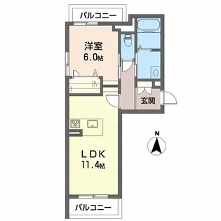 グランシャリオ小坂Ⅱ【2階】の間取り