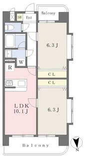 パレス・デン歩行町【801号室】の間取り