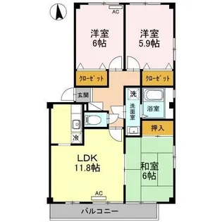 フォブール白石 A棟【201号室】の間取り