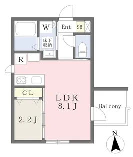 フランネル八乙女中央【103号室】の間取り