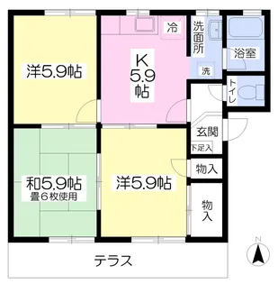 フレグランスくぼたB棟【101号室】の間取り
