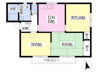 フレグランスくぼたC棟【202号室】の間取り