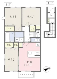 コンフォート中山吉成【202号室】の間取り