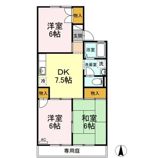 セジュール平田【102号室】の間取り