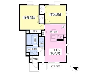 ブリッジ峰【103号室】の間取り