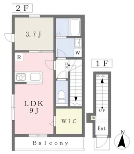 ヴィラ・アンソレイエ下吾川【207号室】の間取り