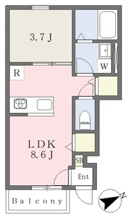 Onestep松ノ木【107号室】の間取り
