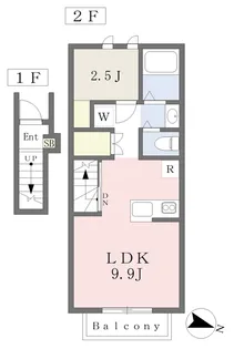 ピース北河原町B棟【202号室】の間取り