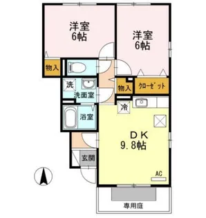 アランシア A棟【105号室】の間取り