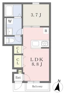 GALLERY HOUSE 衣山 A【103号室】の間取り