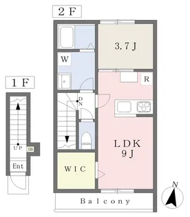 GALLERY HOUSE 衣山 A【202号室】の間取り
