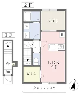 GALLERY HOUSE 衣山 A【203号室】の間取り