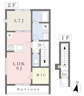 GALLERY HOUSE 衣山 A【206号室】の間取り