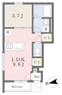 GALLERY HOUSE 衣山 B【101号室】の間取り