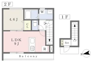 GALLERY HOUSE 衣山 B【203号室】の間取り