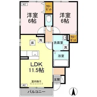 リヴェール長戸 B棟【101号室】の間取り