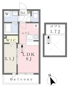 ピエブランⅢ【304号室】の間取り