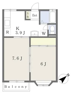 クレセール八木山【203号室】の間取り