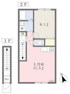 LUMIELE古三津B棟【202号室】の間取り