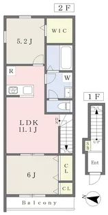 EARL’S COURT西垣生【207号室】の間取り