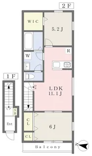 EARL’S COURT西垣生【208号室】の間取り