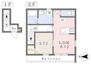Luna Bianca NakamuraⅡ【203号室】の間取り