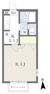 ピエス・大和町【203号室】の間取り