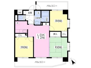 アバンサール市名坂【503号室】の間取り