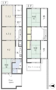 京都府京都市上京区千本通下立売上る十四軒町【一戸建】の間取り