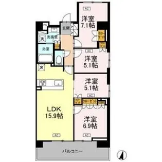 ロイヤルパークス仙台青葉通【419号室】の間取り