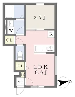ヴィラ・アンソレイエ宮西【101号室】の間取り
