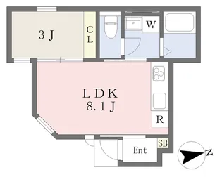 ヴィラ・アンソレイエ宮西【102号室】の間取り