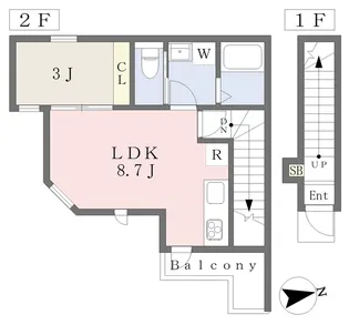 ヴィラ・アンソレイエ宮西【202号室】の間取り