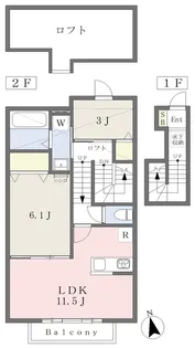ベルリード吉岡A棟【202号室】の間取り