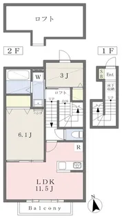 ベルリード吉岡A棟【203号室】の間取り