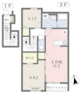 ベルリード吉岡B棟【204号室】の間取り