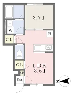 Onestep鷹子【102号室】の間取り