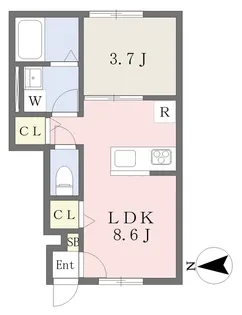 Onestep鷹子【105号室】の間取り