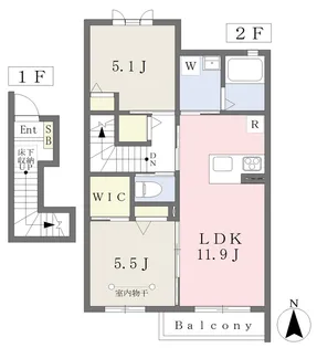 シャーメゾンヒルズB【202号室】の間取り