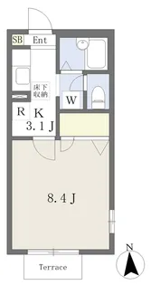 ピエス・大和町【103号室】の間取り