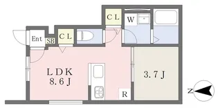 Luna Bianca NakamuraⅡ【101号室】の間取り