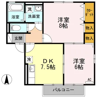 プランドール 安岡 A棟【202号室】の間取り