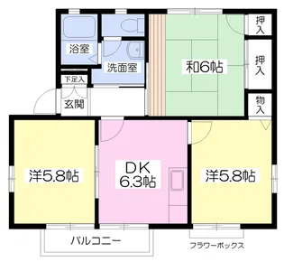 Sky LarkC棟【201号室】の間取り